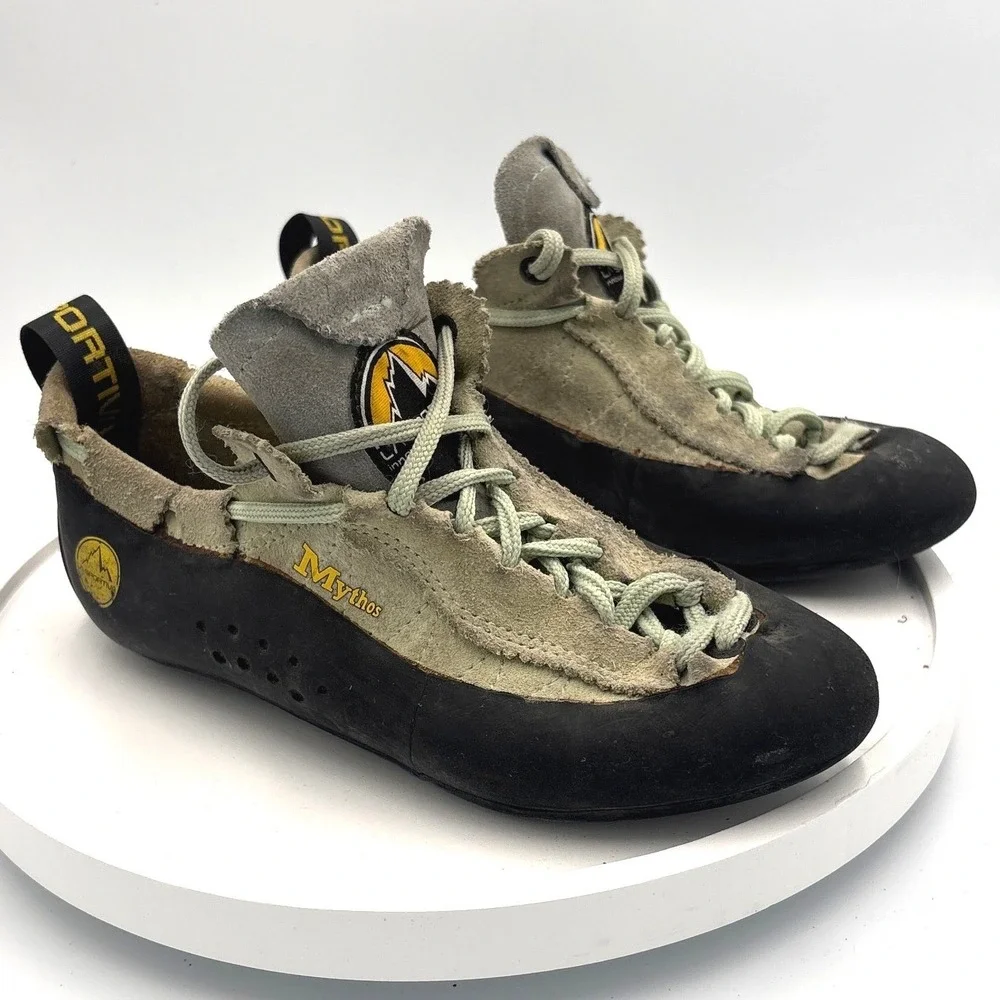 La Sportiva Mythos Climbing Shoes Tan Black Suede EU 37.5 US Women 6.5 Men 5.5